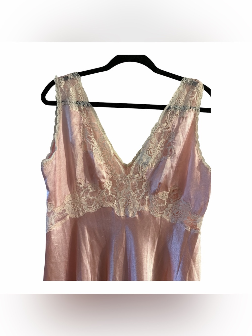 Silky Lace Trim Pink Slip Dress - Women's Intimates